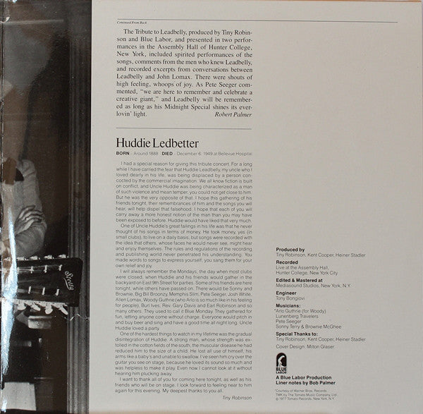 Various : A Tribute To Leadbelly (2xLP, RE)
