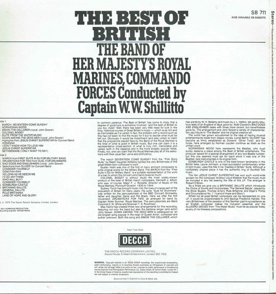 The Band Of Her Majesty's Royal Marines Commando Forces Conducted By Walter William Shillitto : The Best Of British (LP)