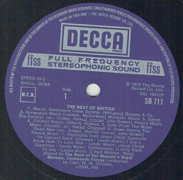 The Band Of Her Majesty's Royal Marines Commando Forces Conducted By Walter William Shillitto : The Best Of British (LP)