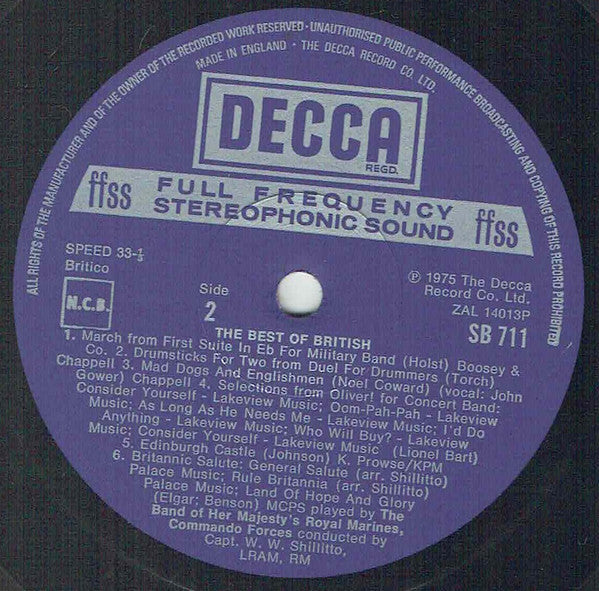 The Band Of Her Majesty's Royal Marines Commando Forces Conducted By Walter William Shillitto : The Best Of British (LP)