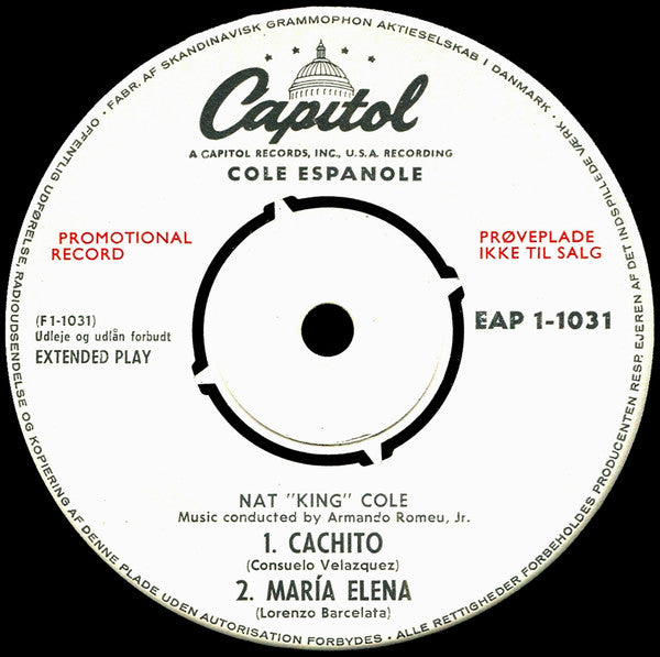 Nat "King" Cole* : Cole Español (Part 1) (7", EP, Promo)