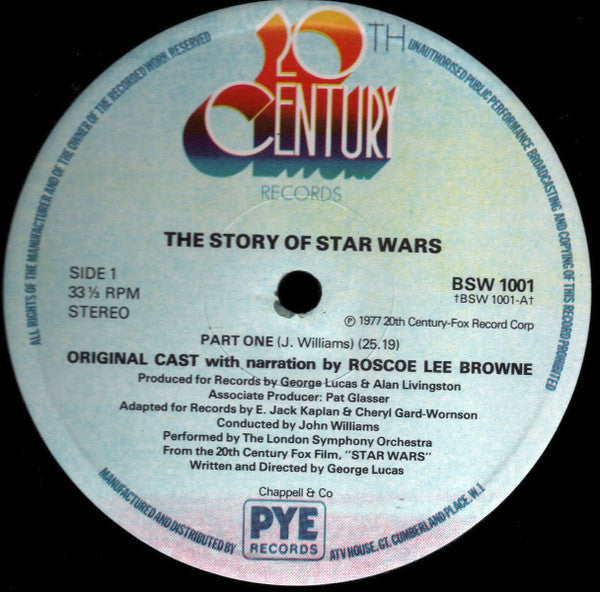 The Original Star Wars Cast With Narration By Roscoe Lee Brown : The Story Of Star Wars (LP, Gat)