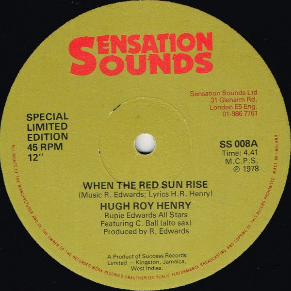 Hugh Roy Henry : When The Red Sun Rise (12", Ltd)