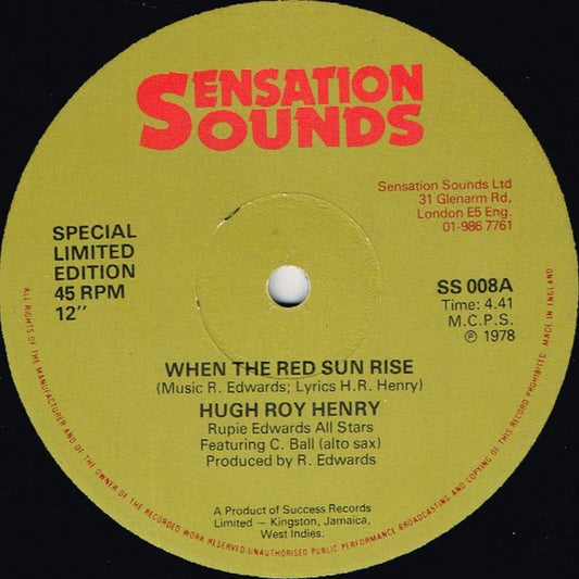 Hugh Roy Henry : When The Red Sun Rise (12", Ltd)