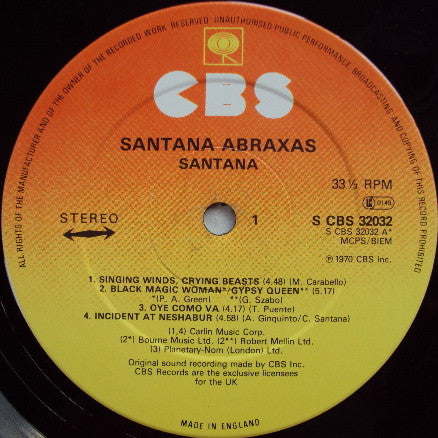 Santana : Abraxas (LP, Album, RE)