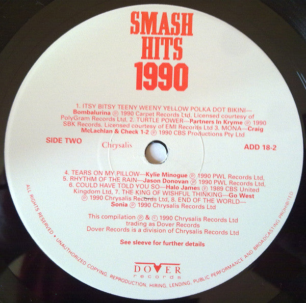 Various : Smash Hits 1990 (2xLP, Comp)