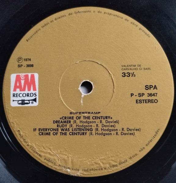 Supertramp : Crime Of The Century (LP, Album)