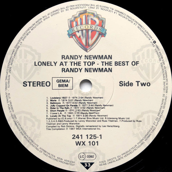 Randy Newman : Lonely At The Top - The Best Of Randy Newman (LP, Comp)