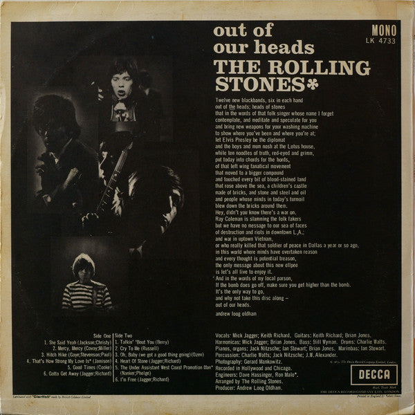 The Rolling Stones : Out Of Our Heads (LP, Album, Mono)