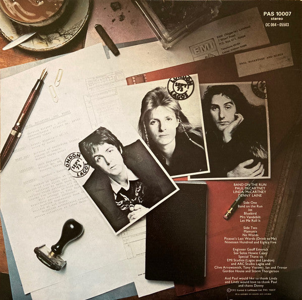 Wings (2) : Band On The Run (LP, Album, No )