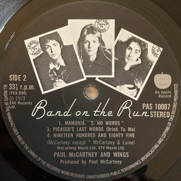 Wings (2) : Band On The Run (LP, Album, No )
