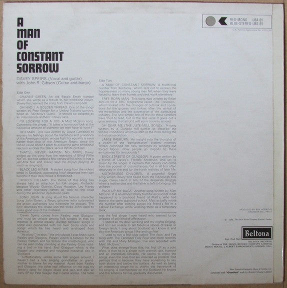 Davey Speirs : Man Of Constant Sorrow (LP)