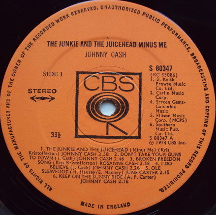 Johnny Cash Also Featuring June Carter And Daughters Rosanne Cash, Carlene Routh , & Rosey Nix : The Junkie And The Juicehead Minus Me (LP)