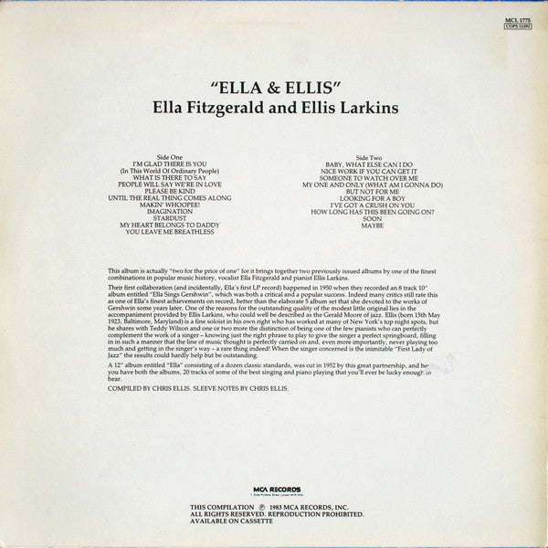 Ella Fitzgerald and Ellis Larkins : Ella & Ellis (LP, Comp, Mono)
