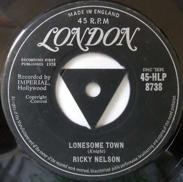 Ricky Nelson (2) : Lonesome Town (7", Single)