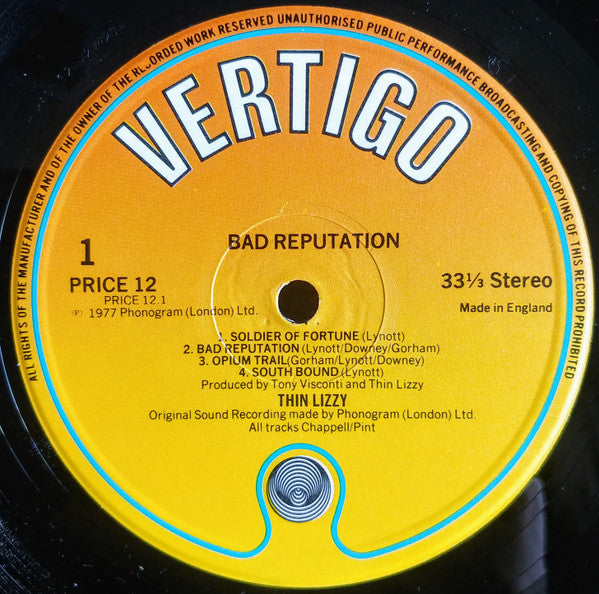Thin Lizzy : Bad Reputation (LP, Album, RE)