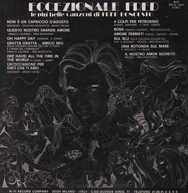 Fred Bongusto : Eccezionale Fred - Le Più Belle Canzoni Di Fred Bongusto (LP, Comp)