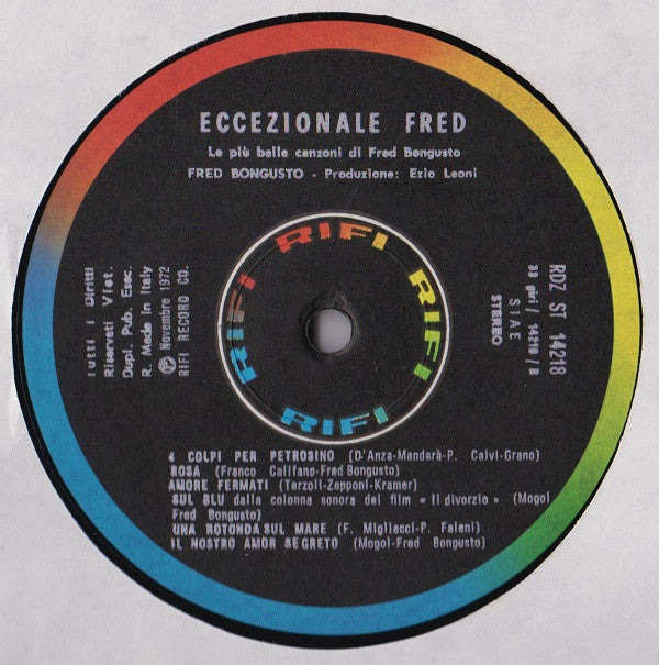 Fred Bongusto : Eccezionale Fred - Le Più Belle Canzoni Di Fred Bongusto (LP, Comp)