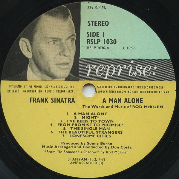 Frank Sinatra : A Man Alone (& Other Songs Of Rod McKuen) (LP)