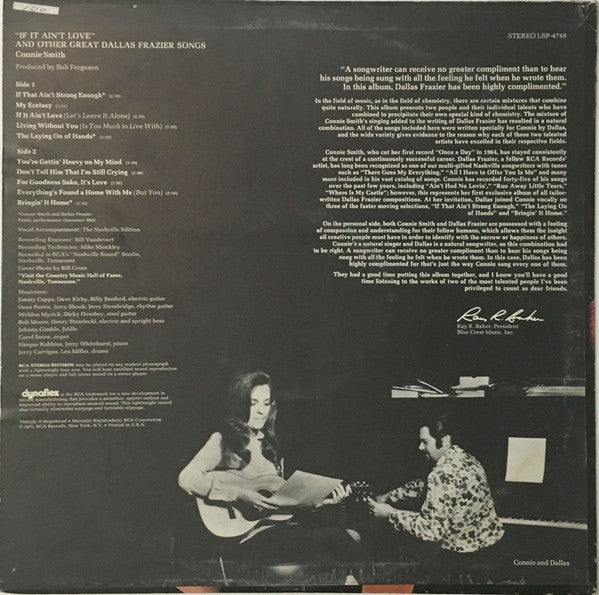 Connie Smith : If It Ain't Love And Other Great Dallas Frazier Songs (LP, Album)