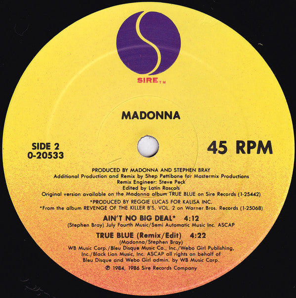Madonna : True Blue (12", Maxi, SRC)