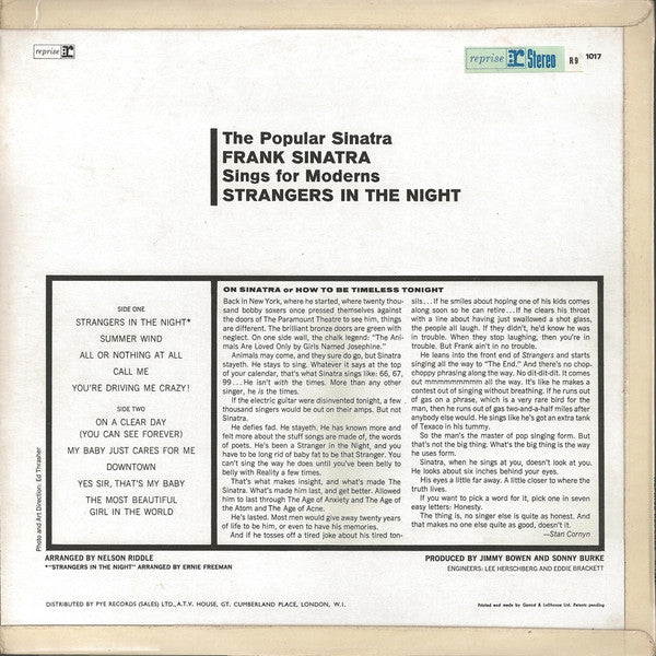 Frank Sinatra : Strangers In The Night (LP, Album)