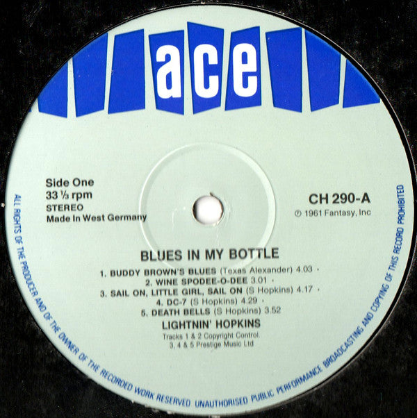 Lightnin' Hopkins : Blues In My Bottle (LP, Album, RE)