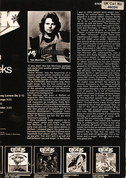Van Morrison : Astral Weeks (LP, Album, RP)