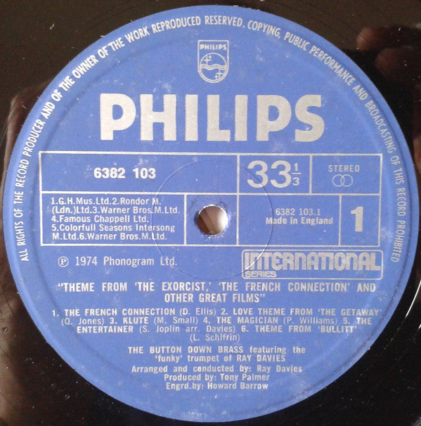 Ray Davies (3) & The Button Down Brass : Themes From The Exorcist, The French Connection, The Sting And Other Great Films (LP, Album)