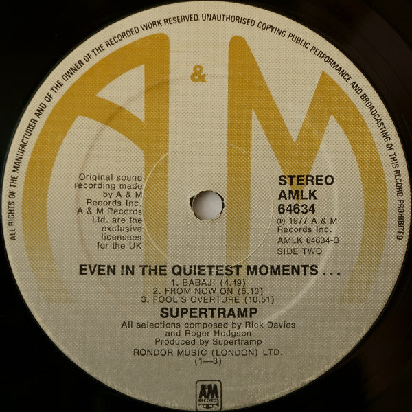Supertramp : Even In The Quietest Moments... (LP, Album)
