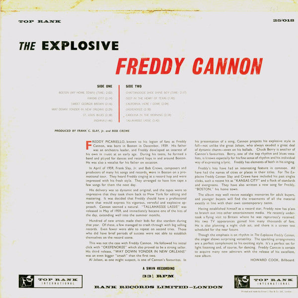Freddy Cannon : The Explosive Freddy Cannon (LP, Album)