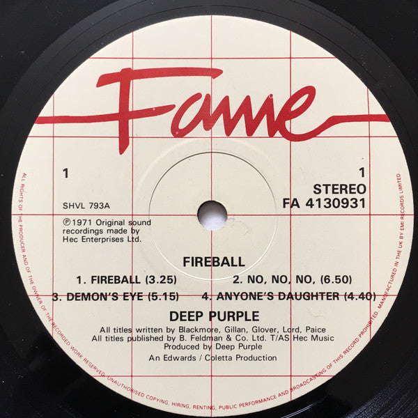 Deep Purple : Fireball (LP, Album, RE)