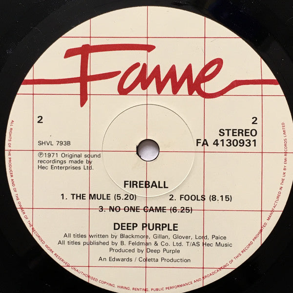 Deep Purple : Fireball (LP, Album, RE)