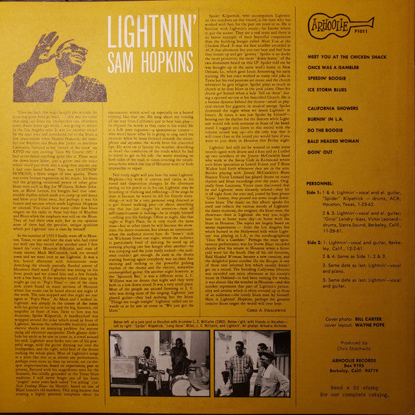 Lightnin' Sam Hopkins* : Lightnin' Sam Hopkins (LP, Album, RE)