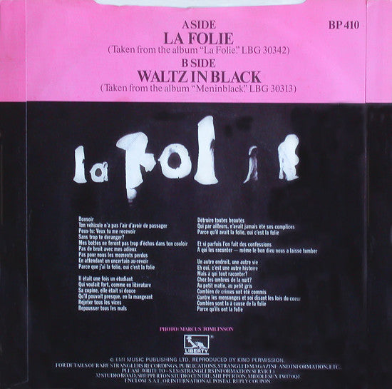 The Stranglers : La Folie (7", Single)