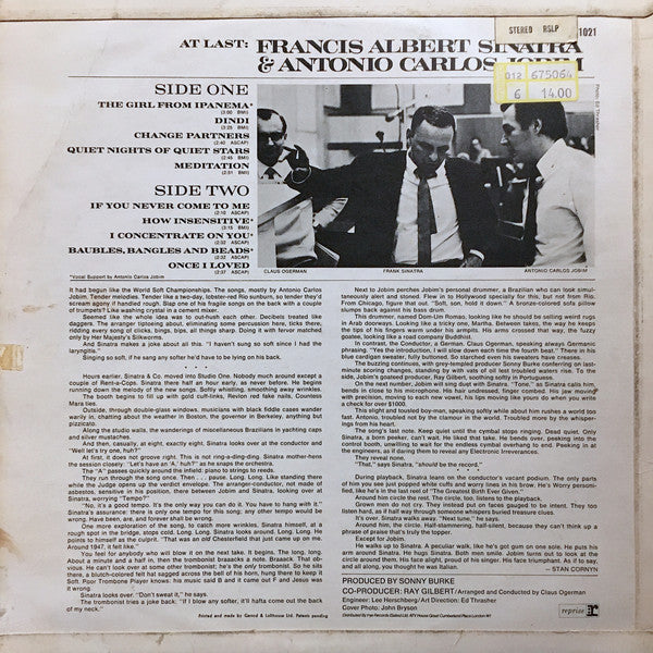 Francis Albert Sinatra* & Antonio Carlos Jobim : Francis Albert Sinatra & Antonio Carlos Jobim (LP, Album)