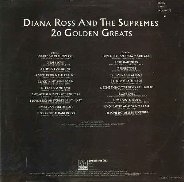 Diana Ross & The Supremes* : 20 Golden Greats (LP, Comp)