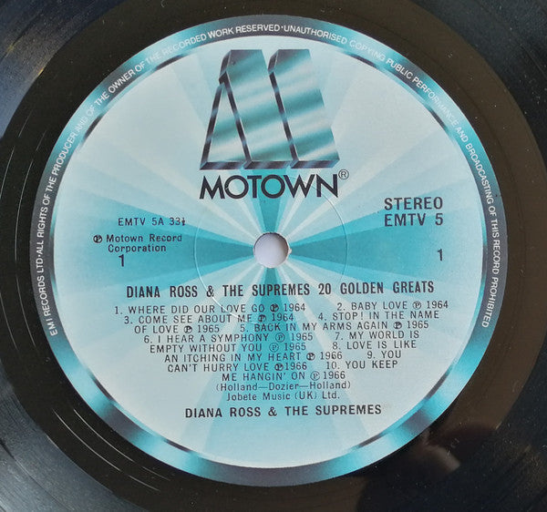 Diana Ross & The Supremes* : 20 Golden Greats (LP, Comp)