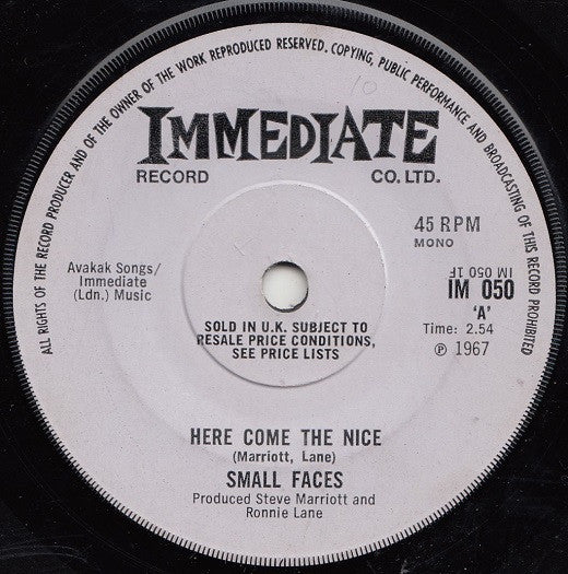 Small Faces : Here Come The Nice (7", Single, Mono, Sol)