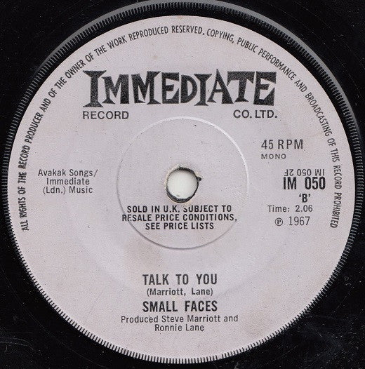 Small Faces : Here Come The Nice (7", Single, Mono, Sol)