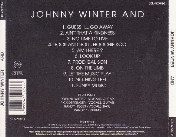 Johnny Winter And : Johnny Winter And (CD, Album, RE)