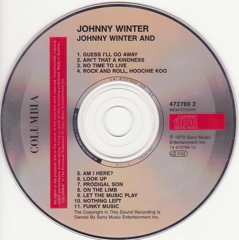 Johnny Winter And : Johnny Winter And (CD, Album, RE)