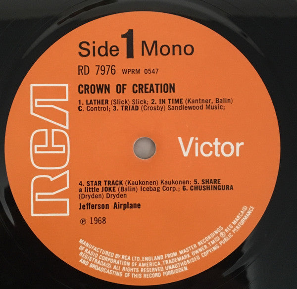 Jefferson Airplane : Crown Of Creation (LP, Album, Mono, RE)
