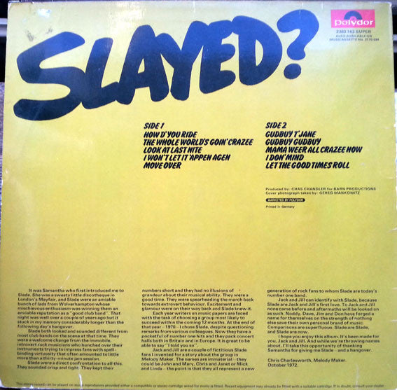 Slade : Slayed? (LP, Album, Pri)