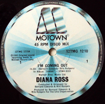 Diana Ross : I'm Coming Out  (12", Single)