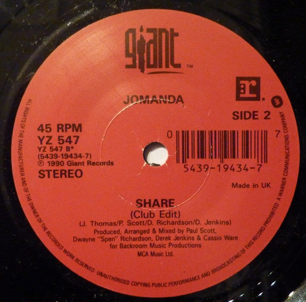 Jomanda : Share (7", Single)