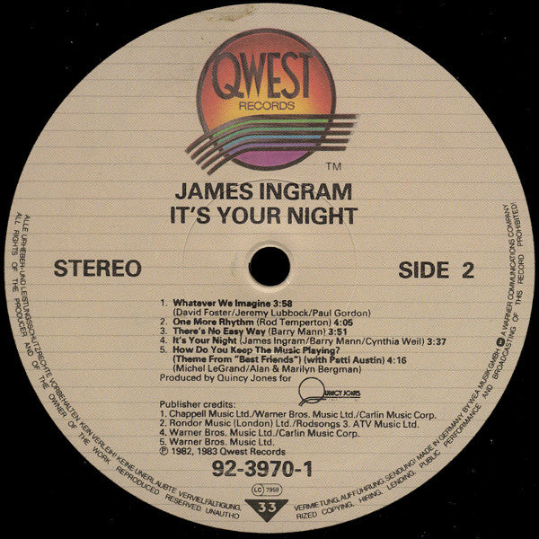 James Ingram : It's Your Night (LP, Album)