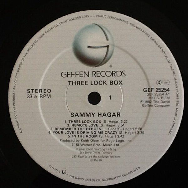 Sammy Hagar : Three Lock Box (LP)