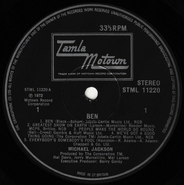 Michael Jackson : Ben (LP, Album)
