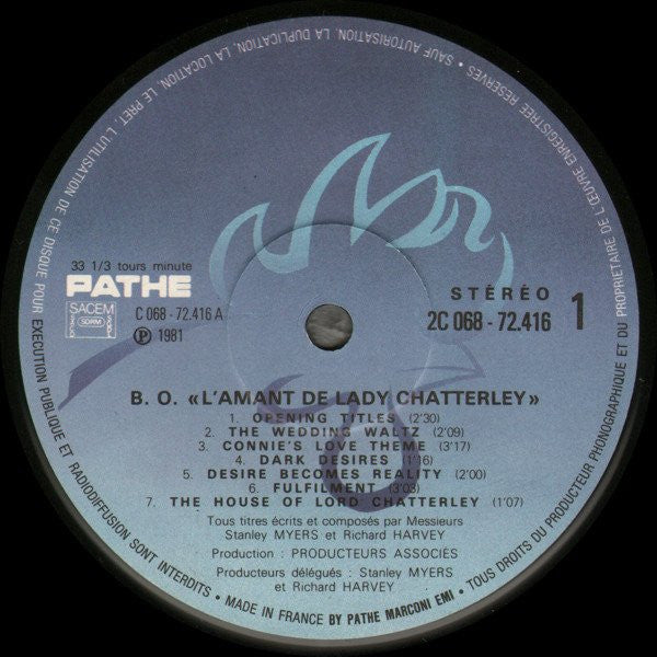 Stanley Myers & Richard Harvey (2) : L'Amant De Lady Chatterley (Bande Originale Du Film) (LP, Album)
